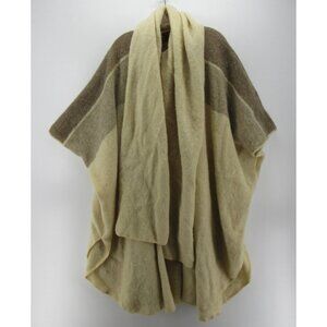 VINTAGE Hilda Ltd Sweater OS Cream Wool Cardigan Poncho Cape Shawl *